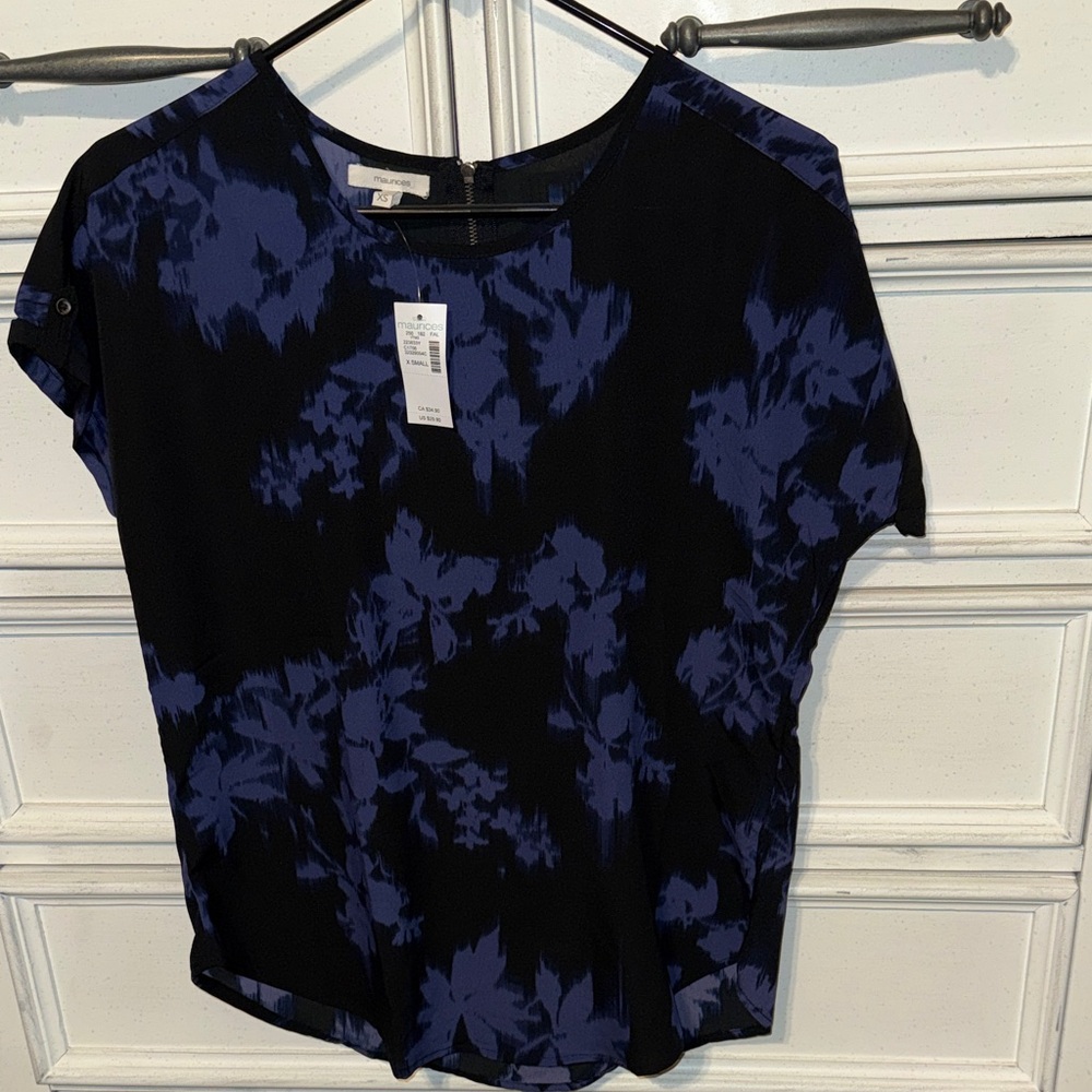 Maurices Black and Blue Floral Blouse